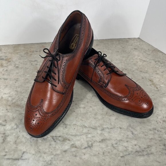 Men's Knapp Shoes Wing Tip Oxford size 12 Cognac - Picture 1 of 11